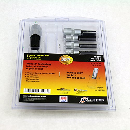 Bondhus 43298 4 17mm 2-inch Prohold Socket Bits With Sockets Set Of 9