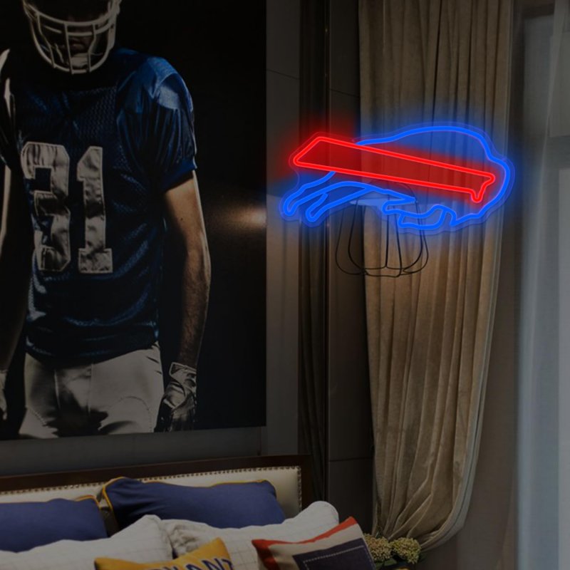 Football Neon Sign Team Lights Up Signs For Wall Led Bedroom Man Cave