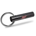 Ford St Real Carbon Fiber Tube Style Keychain Black Leather Strap With Full Color Logo Model E3 2 13 In X 0 5