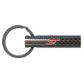 Ford St Real Carbon Fiber Tube Style Keychain Black Leather Strap With Full Color Logo Model E3 2 13 In X 0 5