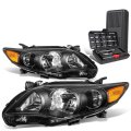 Auto Dynasty Black Housing Amber Corner Headlight Lamps Tool Kit For Corolla Sedan 11-13 
