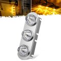 14 In Front Air Cleaner Light Bar With 3 Glass Watermelon Lights Stainless Steel Bracket For Peterbilt Kenworth Freightliner 