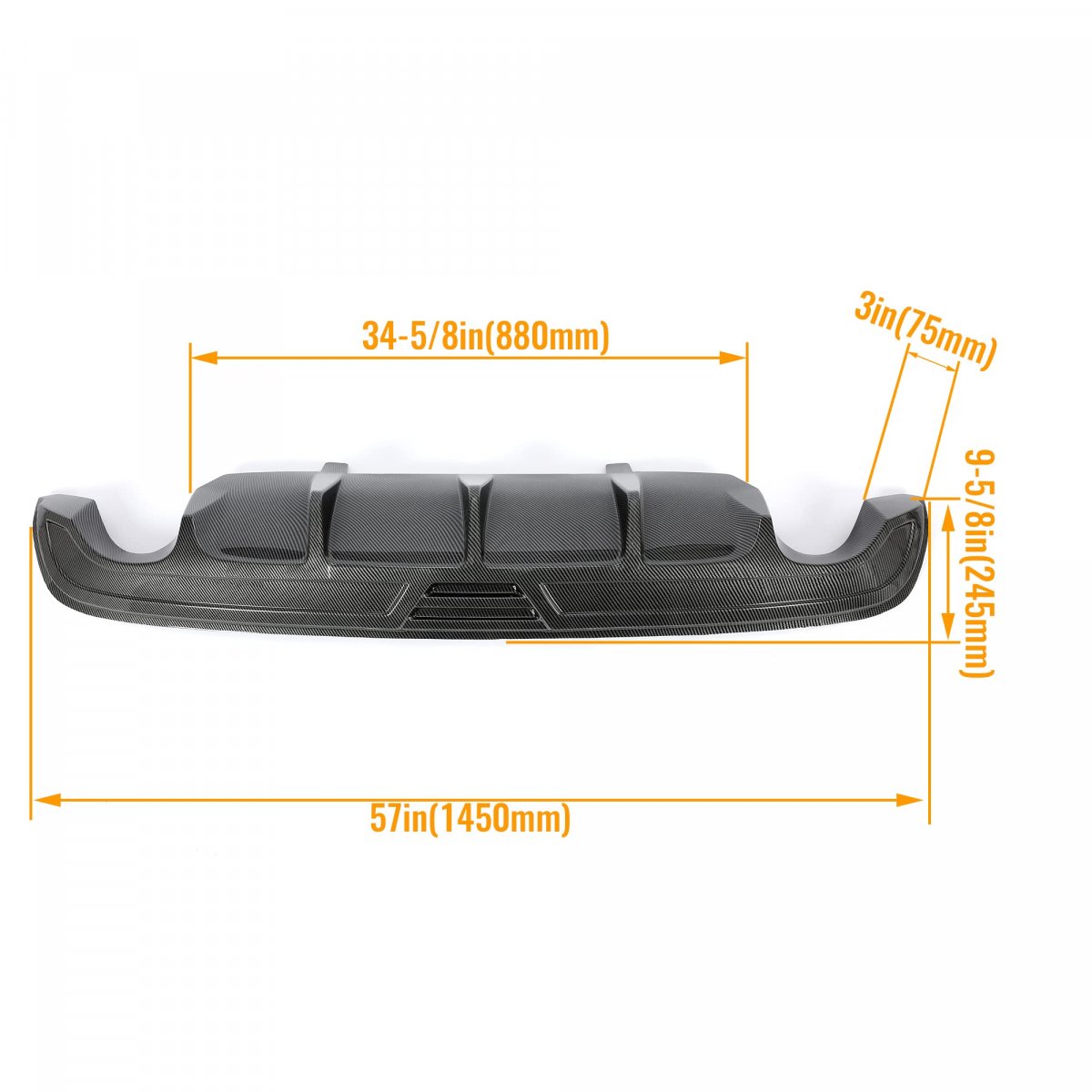 Hecasa Rear Diffuser For 2016-2019 Nissan Altima Lip Bumper Plastic Carbon Fiber Color