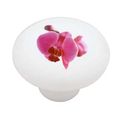 Pink Orchid Decorative High Gloss Ceramic Drawer Knob 
