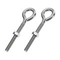 2 Pack Eye Bolts M8 X 71mm 304 Stainless Steel Threadedbolt Silver Eye Hooks With Nut For Hanging Or Securing Cables 