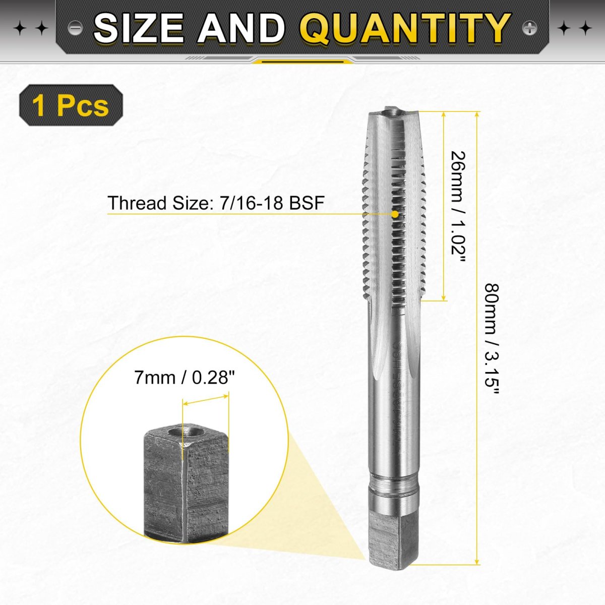 Hand Taper Tap 7 16-18 Bsf 2b Thread Style Taps Straight Flute Screw Tapping Threading Tool High Speed Steel Hss6542