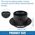 A Absopro Universal Car Air Ducting Connector Straight Heater Duct Joiner Pipe 2 36 60mm Od Black