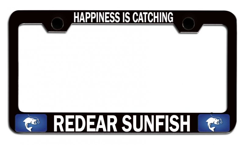 Happiness Is Catching Redear Sunfish Fishing Black Metal License Plate Frame Tag Holder P47