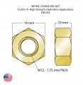 M10-1 50 Coarse Metric Hex Nuts Class 10 Din 934 Yellow Zinc Cr 6 Pack Of 40