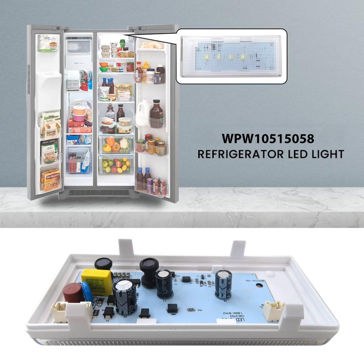 Blue Elf Wpw10515058 Refrigerator Led Light Replacement For Whirlpool Model Wrs325fdam01 Wrs325fdam02 Replace Ap6022534