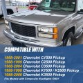 Auto Dynasty 2pc Chrome Housing Headlight Bumper Lights Assembly Lamps Compatible With Chevy Gmc C K-series 4th Gen Gmt400