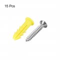 Uxcell 6x26mm Plastic Expansion Tube For Drywall With Screws Yellow 15pcs