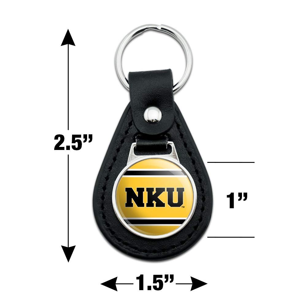 Graphics More Black Leather Northern Kentucky University Stripes Keychain