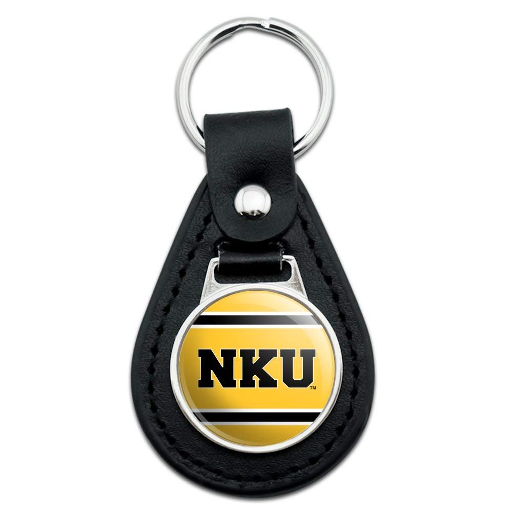 Graphics More Black Leather Northern Kentucky University Stripes Keychain