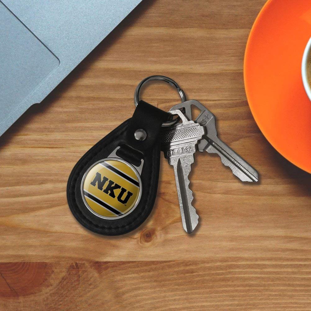 Graphics More Black Leather Northern Kentucky University Stripes Keychain