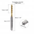 Uxcell 3pcs Spiral Flute Thread Taps 4-40 Unc H2 Screw Threading Tap Titanium Coated 6542 High Speed Steel Machine Tapping