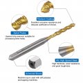 Uxcell 3pcs Spiral Flute Thread Taps 4-40 Unc H2 Screw Threading Tap Titanium Coated 6542 High Speed Steel Machine Tapping