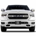 Ipick Image Compatible With Ram 2019 Up 3d Dual Logo On Black Carbon Fiber Patten Stainless Steel License Plate