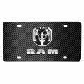 Ipick Image Compatible With Ram 2019 Up 3d Dual Logo On Black Carbon Fiber Patten Stainless Steel License Plate