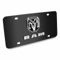 Ipick Image Compatible With Ram 2019 Up 3d Dual Logo On Black Carbon Fiber Patten Stainless Steel License Plate