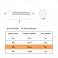 Uxcell 50pcs Flat Head Torx Screws M5 X 25mm 304 Stainless Steel Countersunk Self Tapping Anti-theft Wood Tamper Resistant Fit