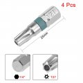 Uxcell 4pcs 25mm Long 1 4 Hex Shank T27 Security Torx High Quantity Screwdriver Bits S2 Alloy Steel