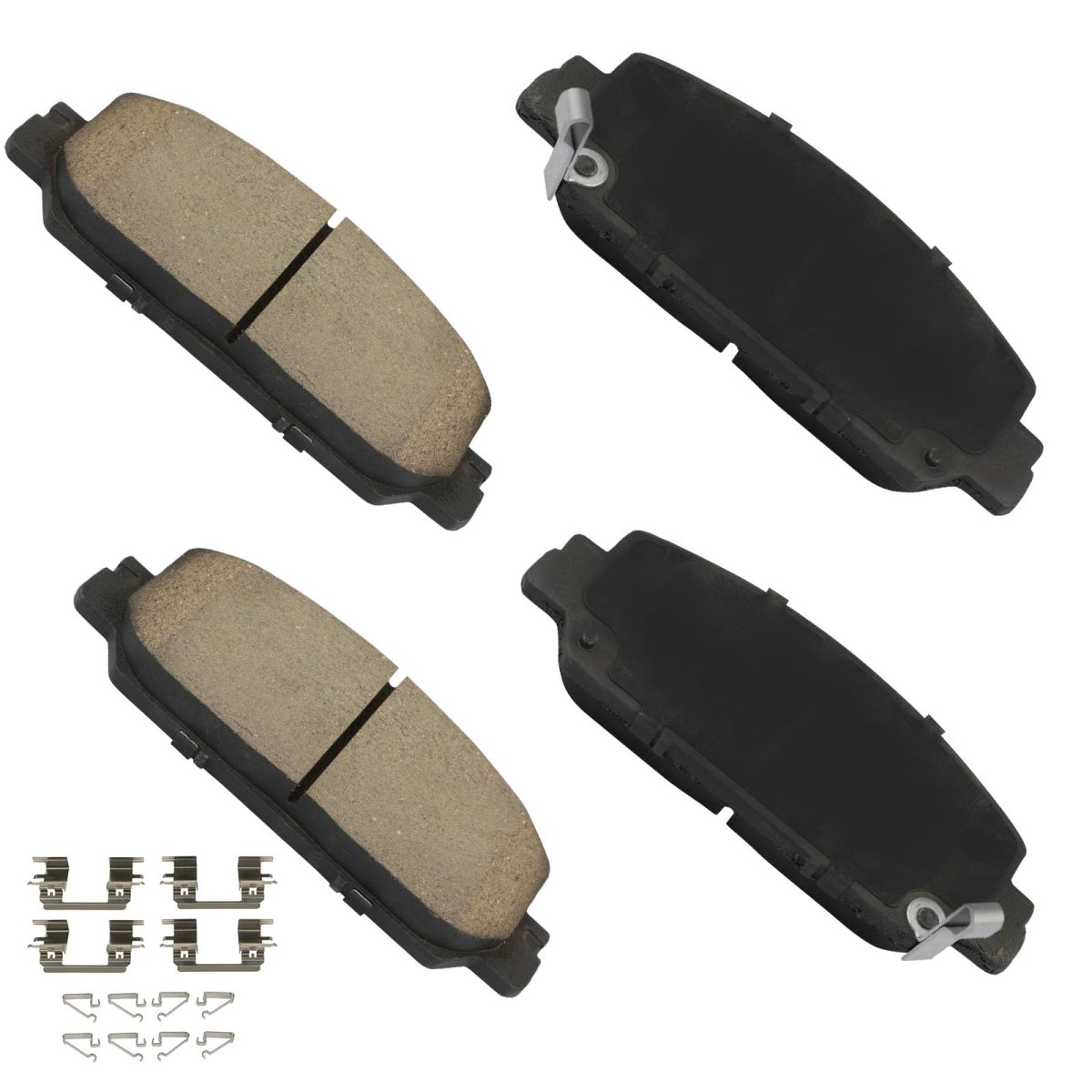 Front D2036 Ceramic 4pcs W Hardware Disc Brake Pad Set