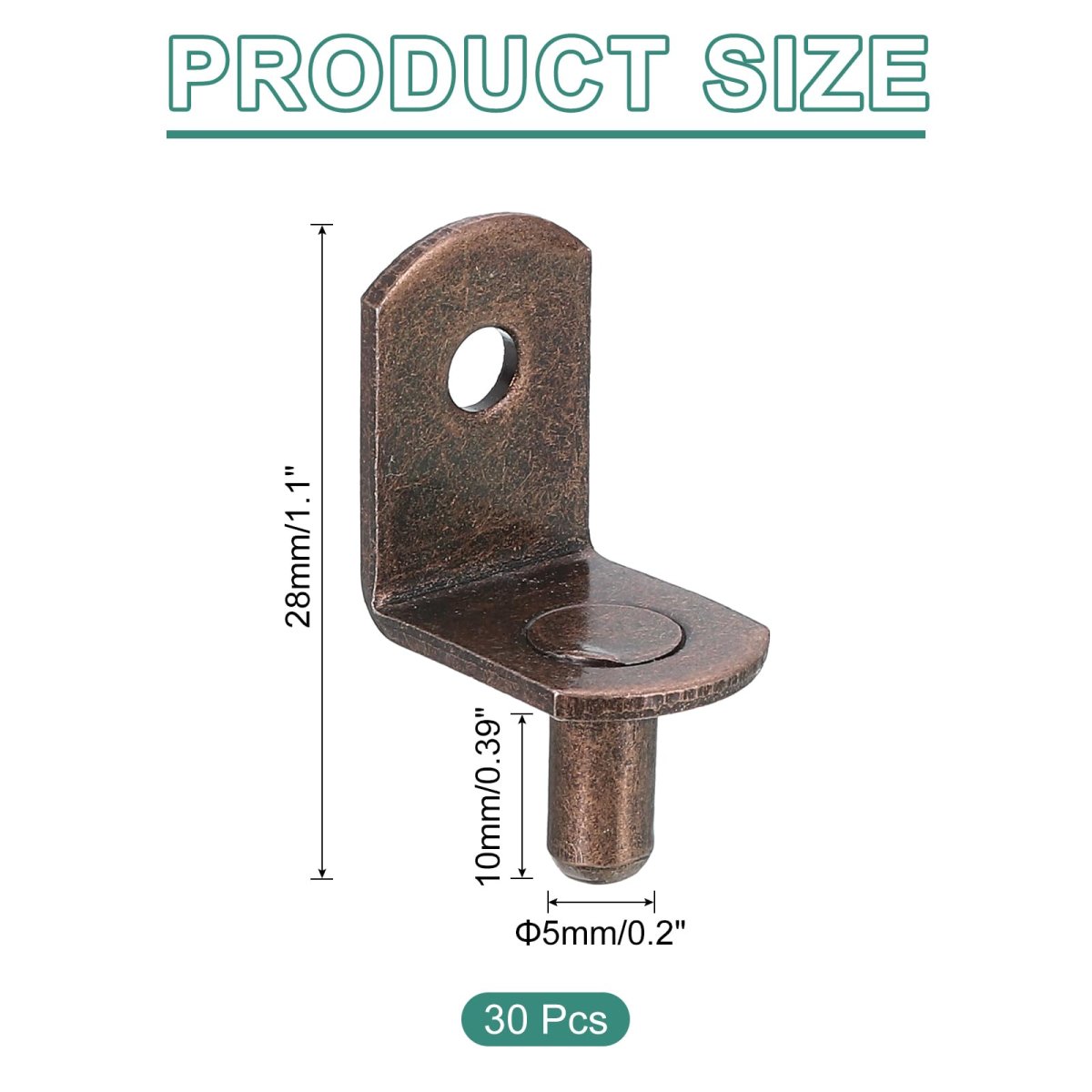 30 Pcs L Shaped Shelf Support Pegs 5mm Metal Pins For Kitchen Cabinet Bookcase Red Bronze Finish 0 2 In Diameter And 1 Overall