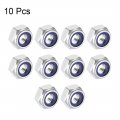 Uxcell Hex Lock Nuts M10 X 1 5mm 316 Stainless Steel Nylon Insert Self-locking For Fasteners 10pcs Silver Tone