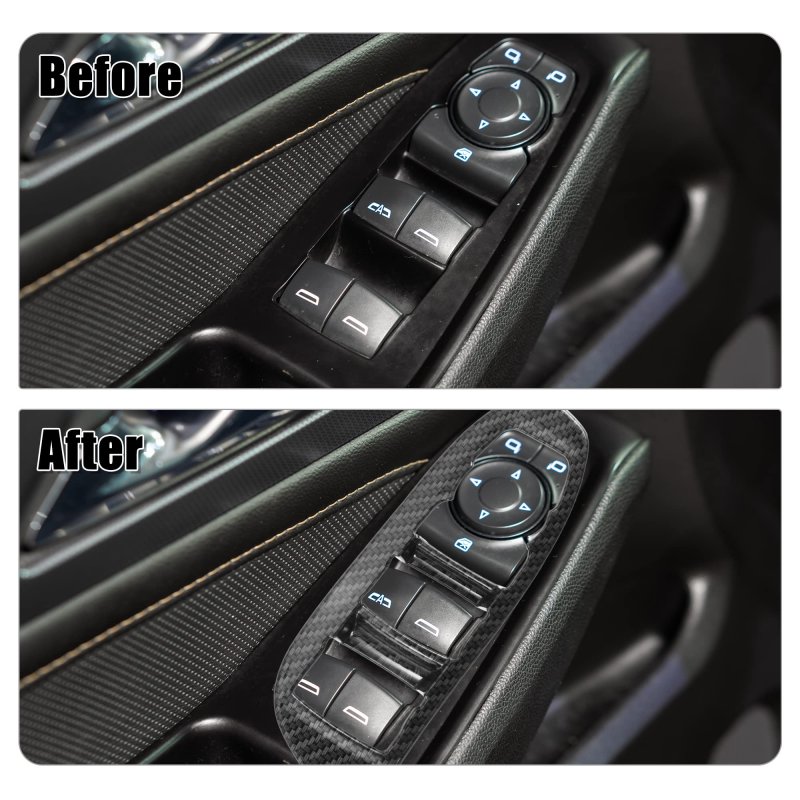 1 Set Carbon Fiber Pattern Interior Door Window Control Panel Cover Lift Switch Button Plate For Chevrolet Equinox 2018-2021