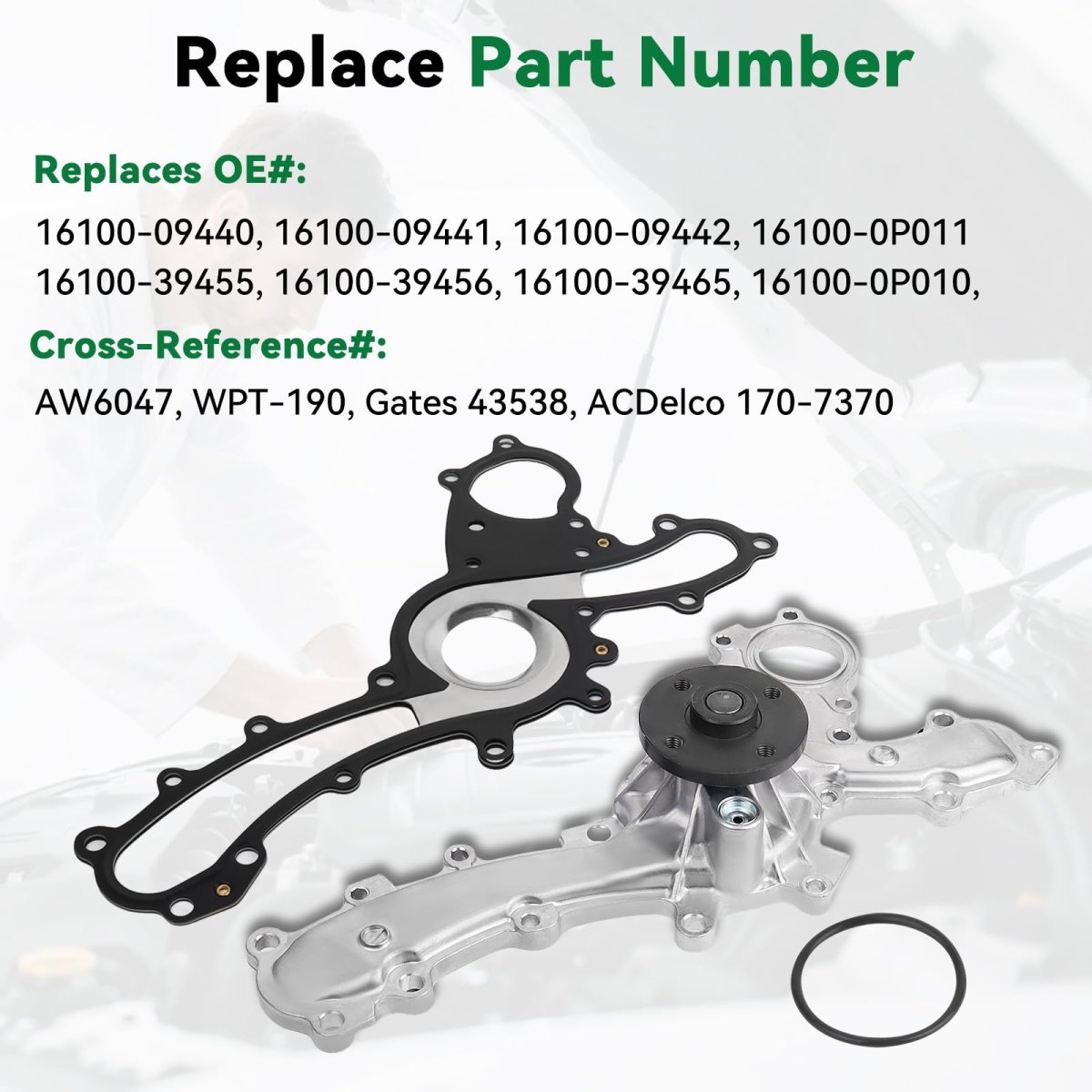 Aw6047 Engine Water Pump Kit For Toyota And Lexus 3 5l V6 Includes Gasket O Ring Replaces Wpt 803 16100 09442 43538 170 7370