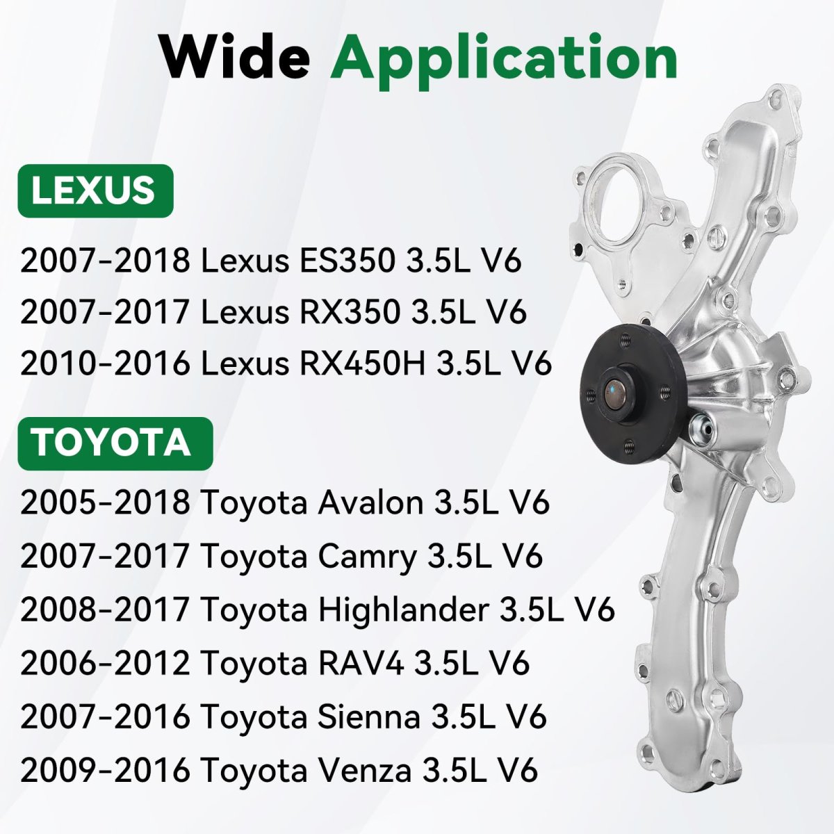 Aw6047 Engine Water Pump Kit For Toyota And Lexus 3 5l V6 Includes Gasket O Ring Replaces Wpt 803 16100 09442 43538 170 7370