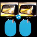 Car Rearview Mirror Film Rain Protective Anti-fog Rainproof Sticker 100x145mm Oval Blue 1 Pair
