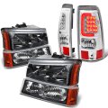 Headlight And Tail Light Set For Chevy Silverado 1st Gen 03-06 2007 Classic Black Amber Corner Headlights Chrome Clear Lens 3d 