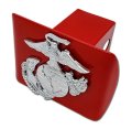 Marines Premium Emblem With Silver Accent On Red Metal Hitch Cover
