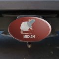 Personalized Custom 1 Line Hooded Rat Oval Tow Trailer Hitch Cover Plug Insert