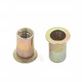 Uxcell A17073100ux0532 100pcs Zinc Plated Carbon Steel Car Rivet Nut Flat Head Threaded Insert 1 4-20 100 Pack