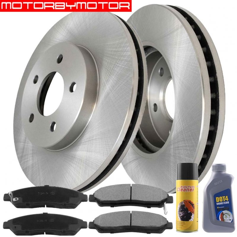 Motorbymotor Rotors 330mm Front Disc Ceramic Brake Pads Including Cleaner Dot4 Fluid Replacement For 2009-2015 Honda Pilot