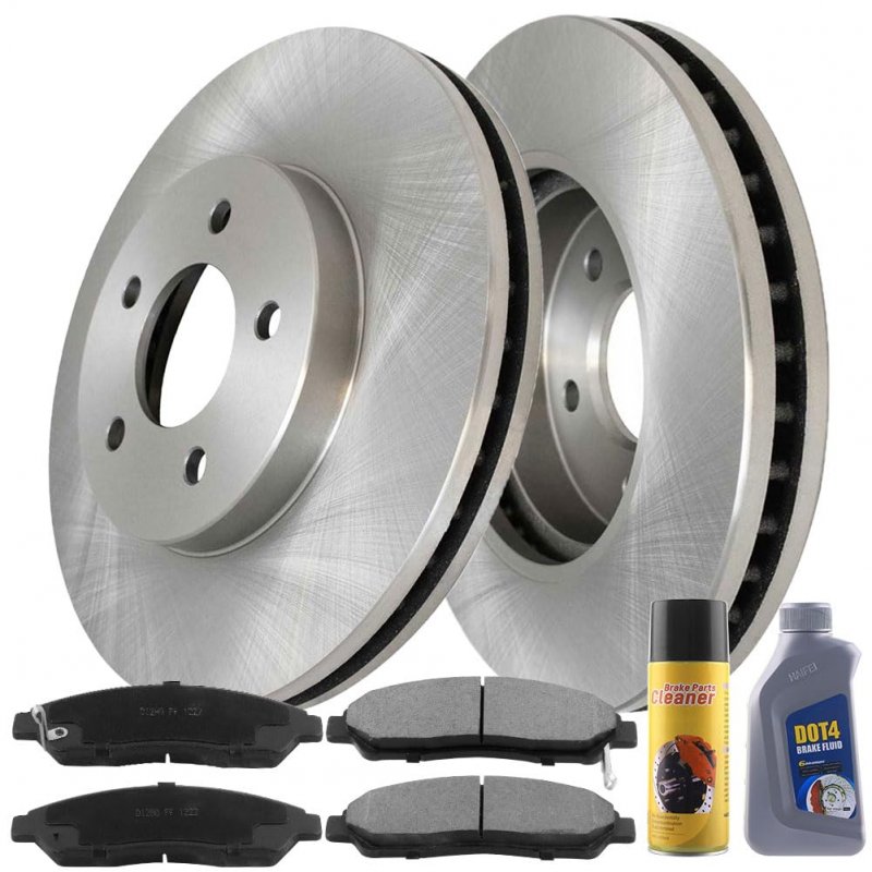 Motorbymotor Rotors 330mm Front Disc Ceramic Brake Pads Including Cleaner Dot4 Fluid Replacement For 2009-2015 Honda Pilot