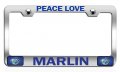 Peace Love Marlin Fishing Chrome Metal License Plate Frame Tag Holder C79 