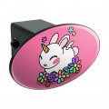 Cute Unicorn Bunny Rabbit With Rainbow Flowers Oval Tow Trailer Hitch Cover Plug Insert