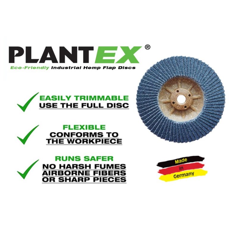 Cs Unitec Plantex Spitfire Trimmable Flap Discs With Hemp Backing 40 Grit 5 In 8-11 Arbor Pack Of 10 Made Germany 93574 For