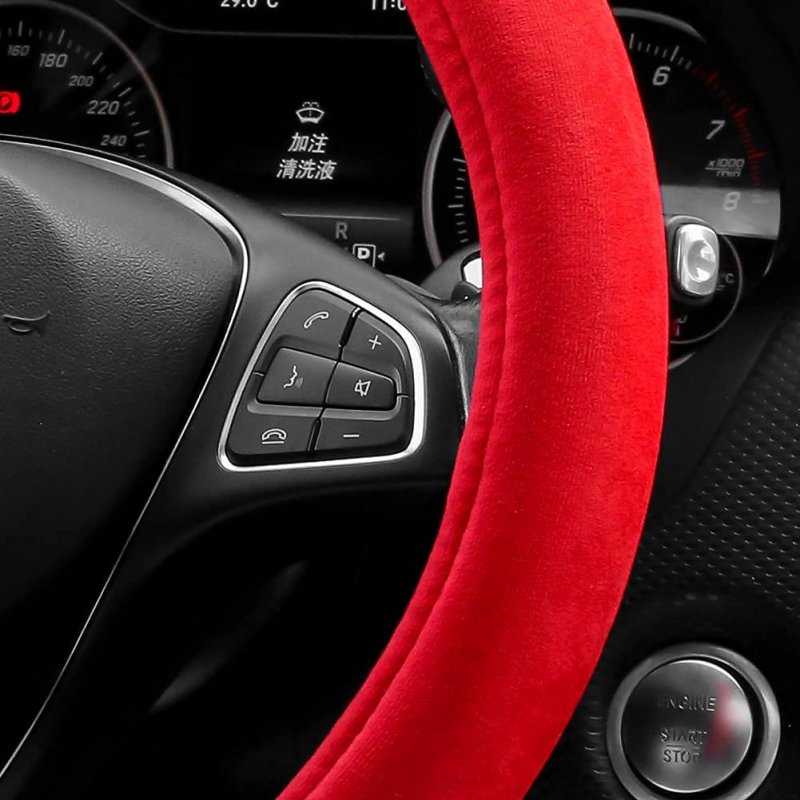 Otostar Soft Velvet Steering Wheel Cover Universal Luxury Protector Car Interior Accessories 15 Inch Red