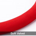 Otostar Soft Velvet Steering Wheel Cover Universal Luxury Protector Car Interior Accessories 15 Inch Red