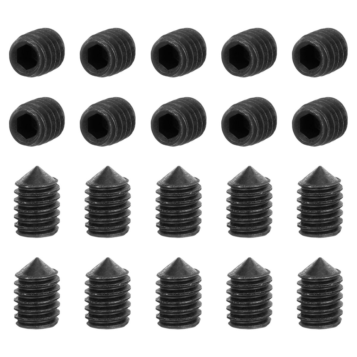 40pcs Set Screws M4x6mm Carbon Steel Cone Point Hex Socket Grub For Machinery Home Repairs And Fixtures Black