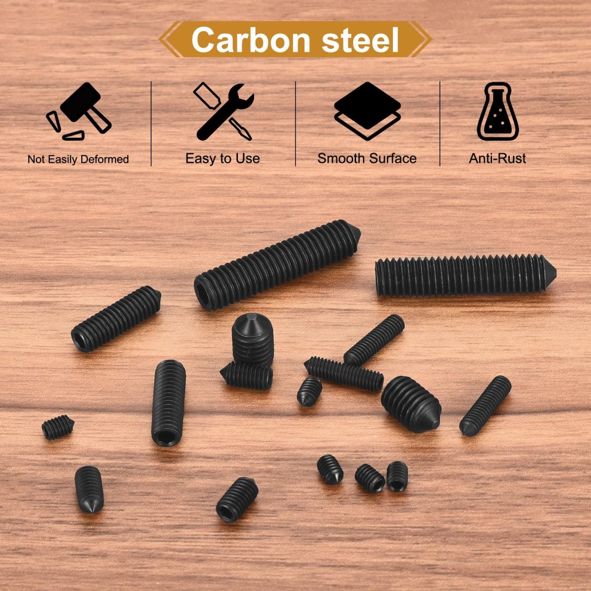40pcs Set Screws M4x6mm Carbon Steel Cone Point Hex Socket Grub For Machinery Home Repairs And Fixtures Black