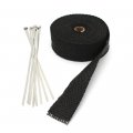 1 In X 16 Ft Fiberglass Exhaust Header Pipe Wrap Black Racing Heat Shield Tape With 6 Stainless Steel Ties For Car And