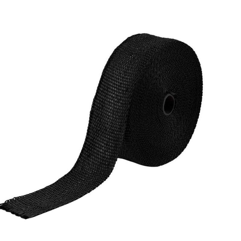 1 In X 16 Ft Fiberglass Exhaust Header Pipe Wrap Black Racing Heat Shield Tape With 6 Stainless Steel Ties For Car And