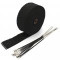 1 In X 16 Ft Fiberglass Exhaust Header Pipe Wrap Black Racing Heat Shield Tape With 6 Stainless Steel Ties For Car And 