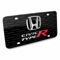 Honda Civic Type R 3d Dual Logo Pattern Black Solid Aluminum Metal License Plate 12 In X 6 Universal Fit Car Cover